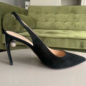 COPY - Nicholas Kirkwood Mia 90mm black suede sling heels